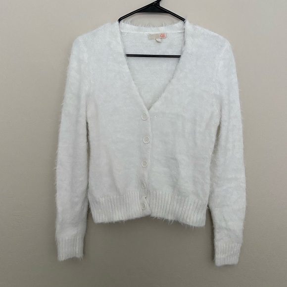 Gianni Bini Fuzzy Button Front Cardigan 